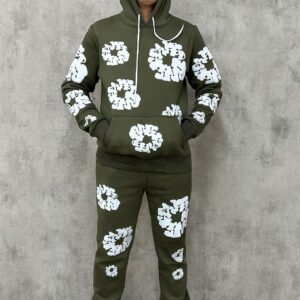 Çiçek Baskı Kapşonlu Şardonlu Erkek Çocuk Takım