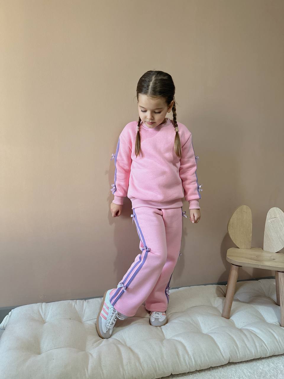 Kurdele Şerit Detaylı Kız Çocuk Şardonlu Alt Üst Takım - Görsel 17