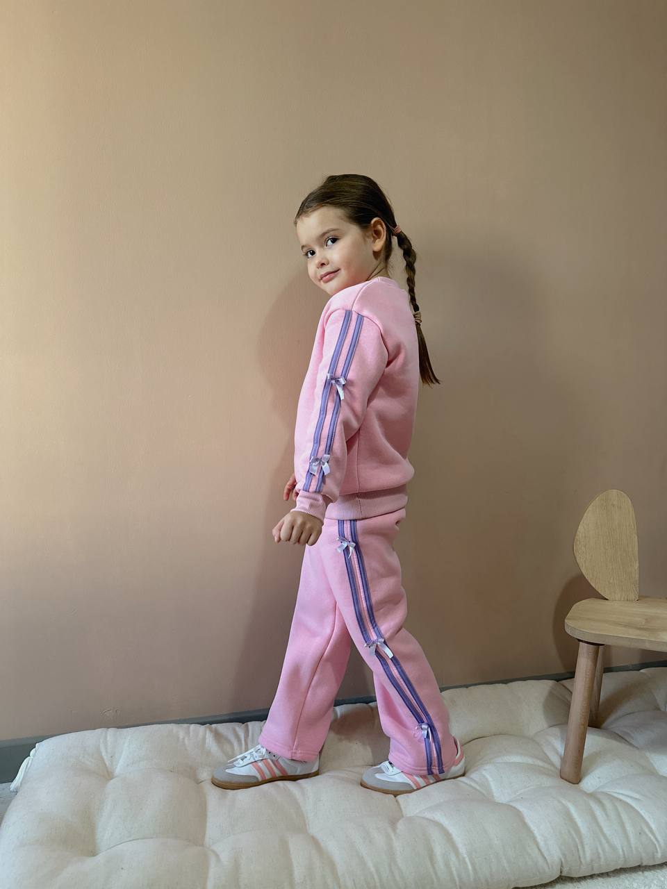 Kurdele Şerit Detaylı Kız Çocuk Şardonlu Alt Üst Takım - Görsel 16