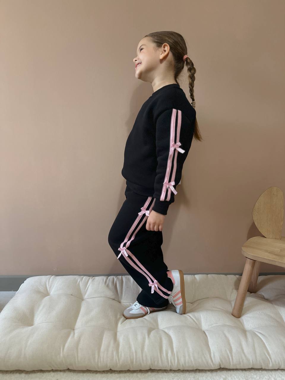 Kurdele Şerit Detaylı Kız Çocuk Şardonlu Alt Üst Takım - Görsel 13