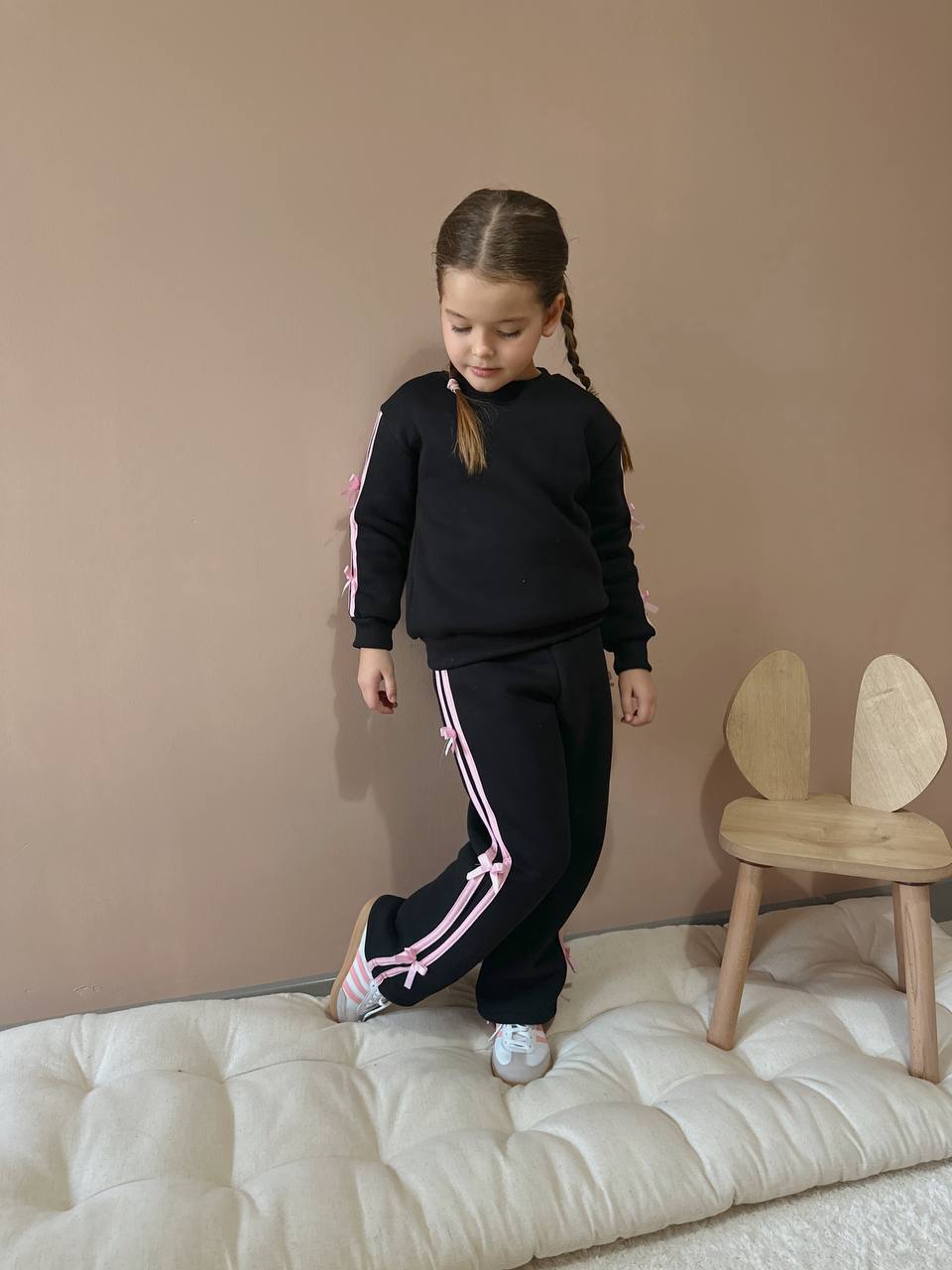 Kurdele Şerit Detaylı Kız Çocuk Şardonlu Alt Üst Takım - Görsel 14