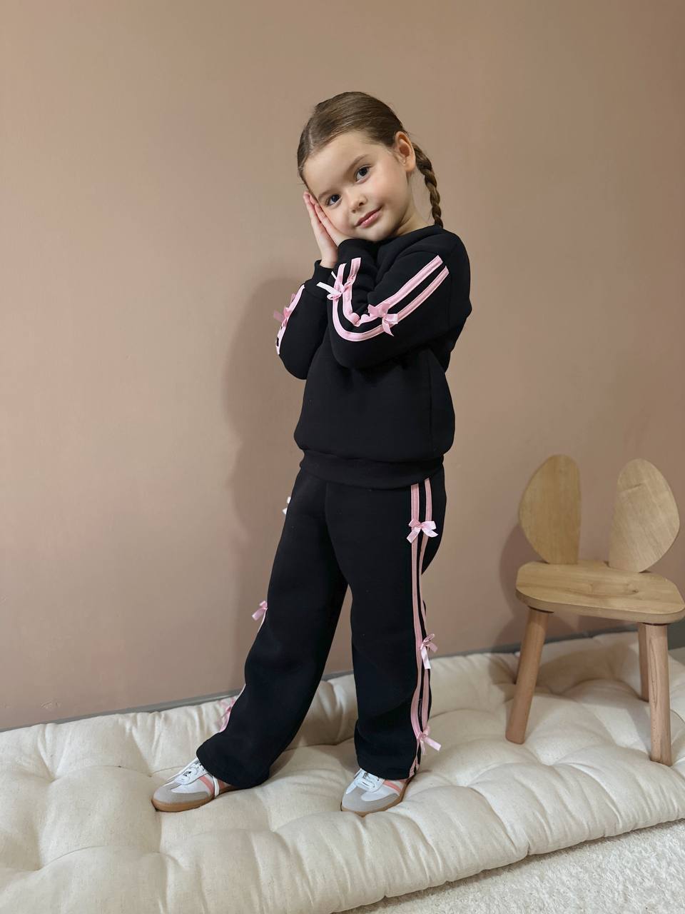 Kurdele Şerit Detaylı Kız Çocuk Şardonlu Alt Üst Takım - Görsel 15