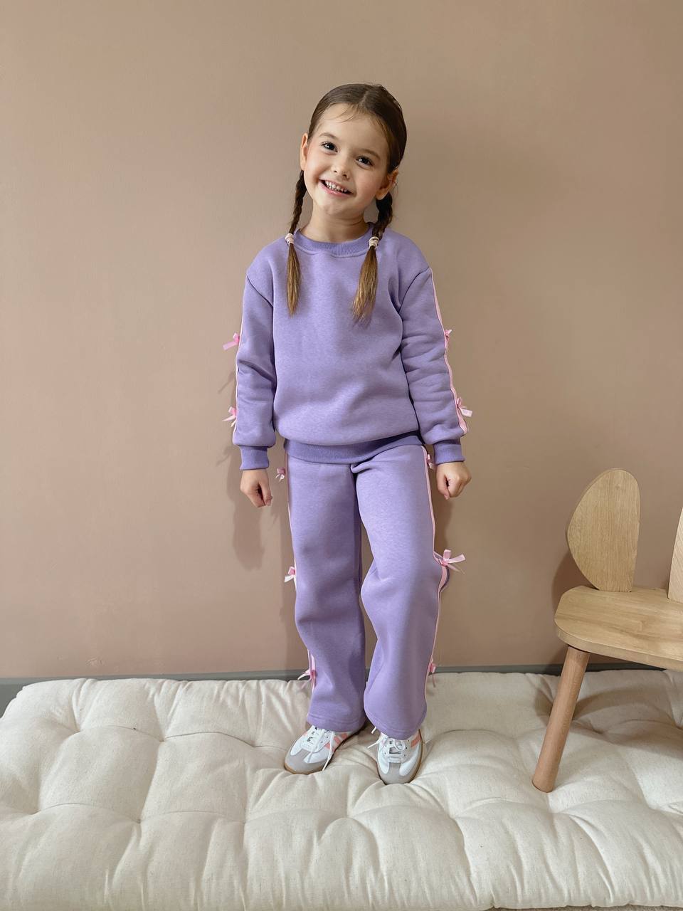 Kurdele Şerit Detaylı Kız Çocuk Şardonlu Alt Üst Takım - Görsel 10