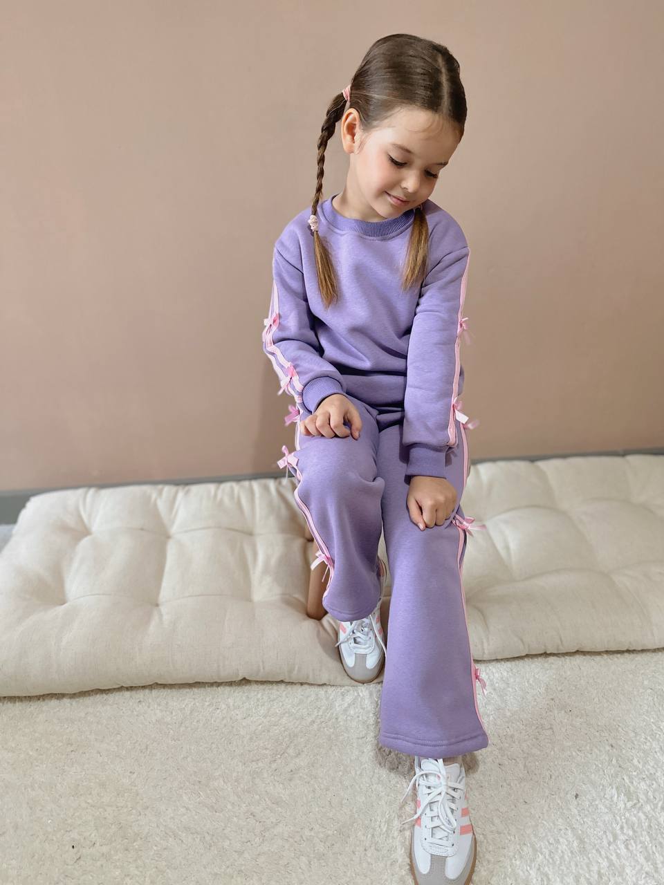 Kurdele Şerit Detaylı Kız Çocuk Şardonlu Alt Üst Takım - Görsel 9