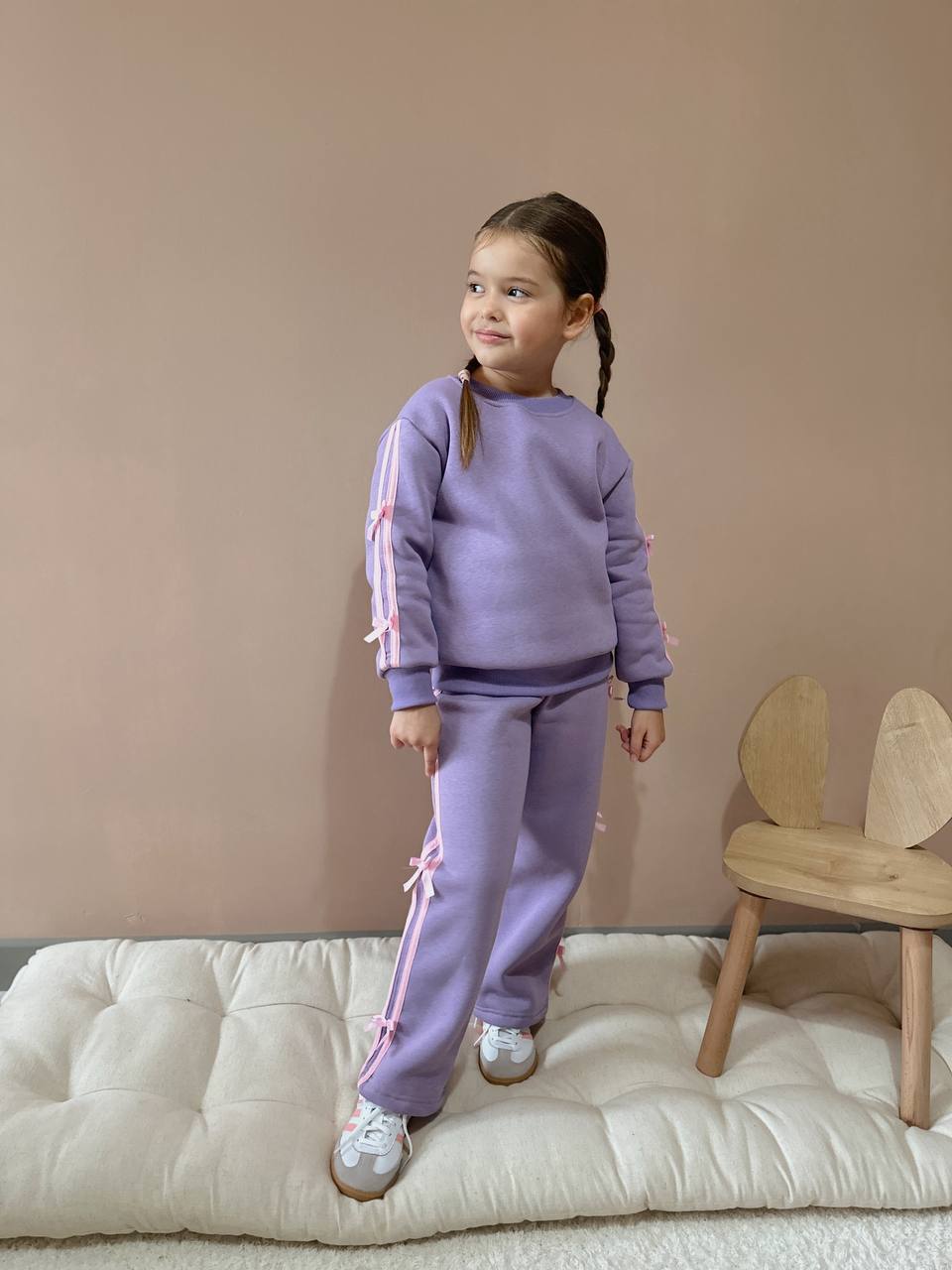 Kurdele Şerit Detaylı Kız Çocuk Şardonlu Alt Üst Takım - Görsel 11