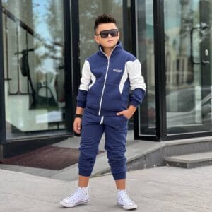 Erkek Çocuk Dik Yaka Şardonlu Fermuarlı Takım