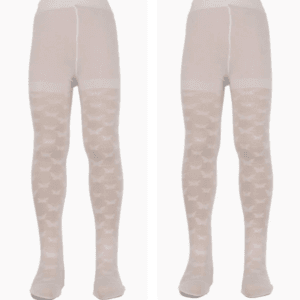 Kız Çocuk Jakar Dantelli Desenli Kilotlu Çorap 2'li paket