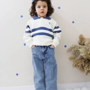 Erkek Çocuk Kot Pantolon Yakalı Triko Kazak Takım