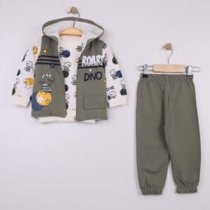 3lü Yelekli Kapşonlu Bebek Takımı