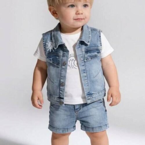 Erkek Bebek Şort/Tişört/Yelek Şık Tarz Kot/Denim Takım