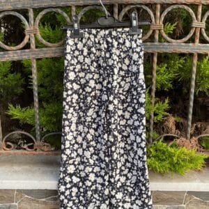 Kız Çocuk Bürümcük Kumaş Yazlık Pantolon Sarı/Siyah Çiçek