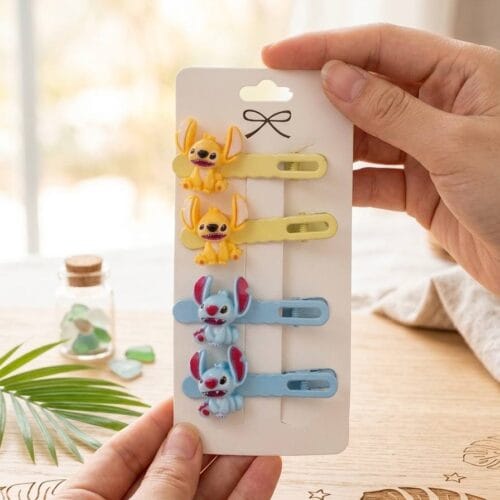 Sevimli Stitch Figürlü 4'lü Yan Toka Seti - Çocuk ve Genç Saç Aksesuarı